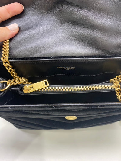 Saint Laurent Velvet LouLou Bag Black GHW