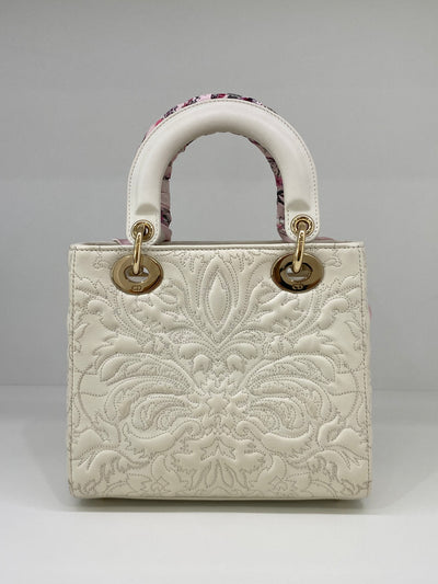 Christian Dior Lady Dior Small - White Embroidery