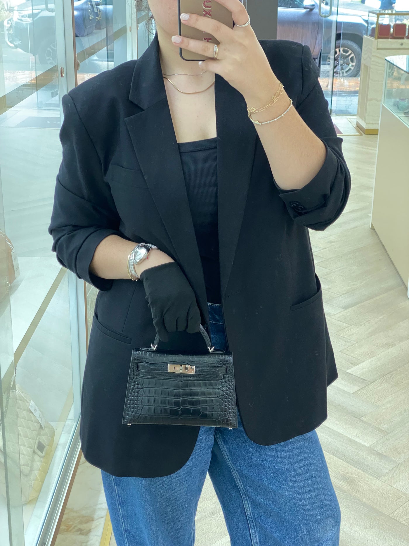 Hermes Mini Kelly Matte Mississippiensis Alligator Noir PHW