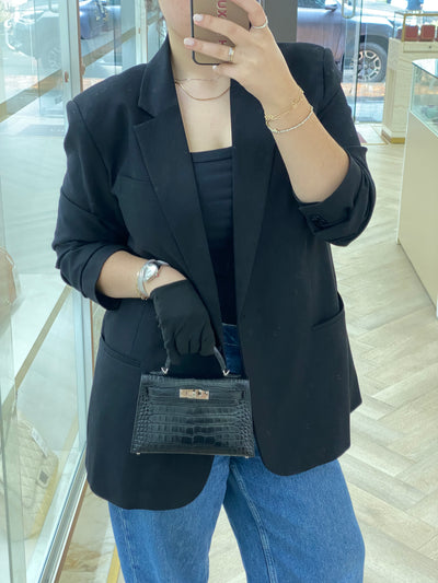 Hermes Mini Kelly Matte Mississippiensis Alligator Noir PHW
