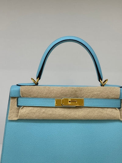 Hermes Kelly 28 Blue Atoll - Y Stamp GHW