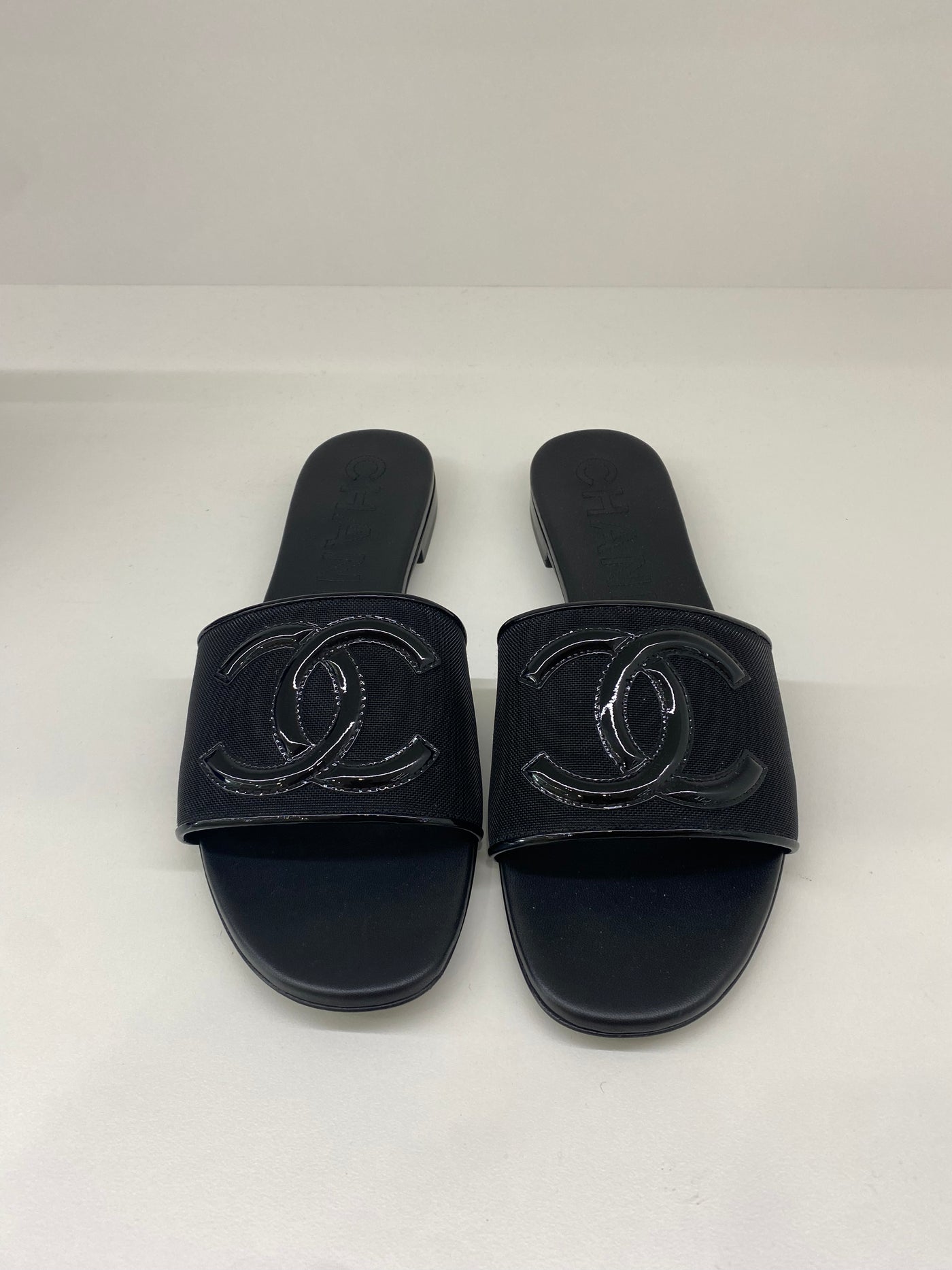 Chanel Black Slides Size 38
