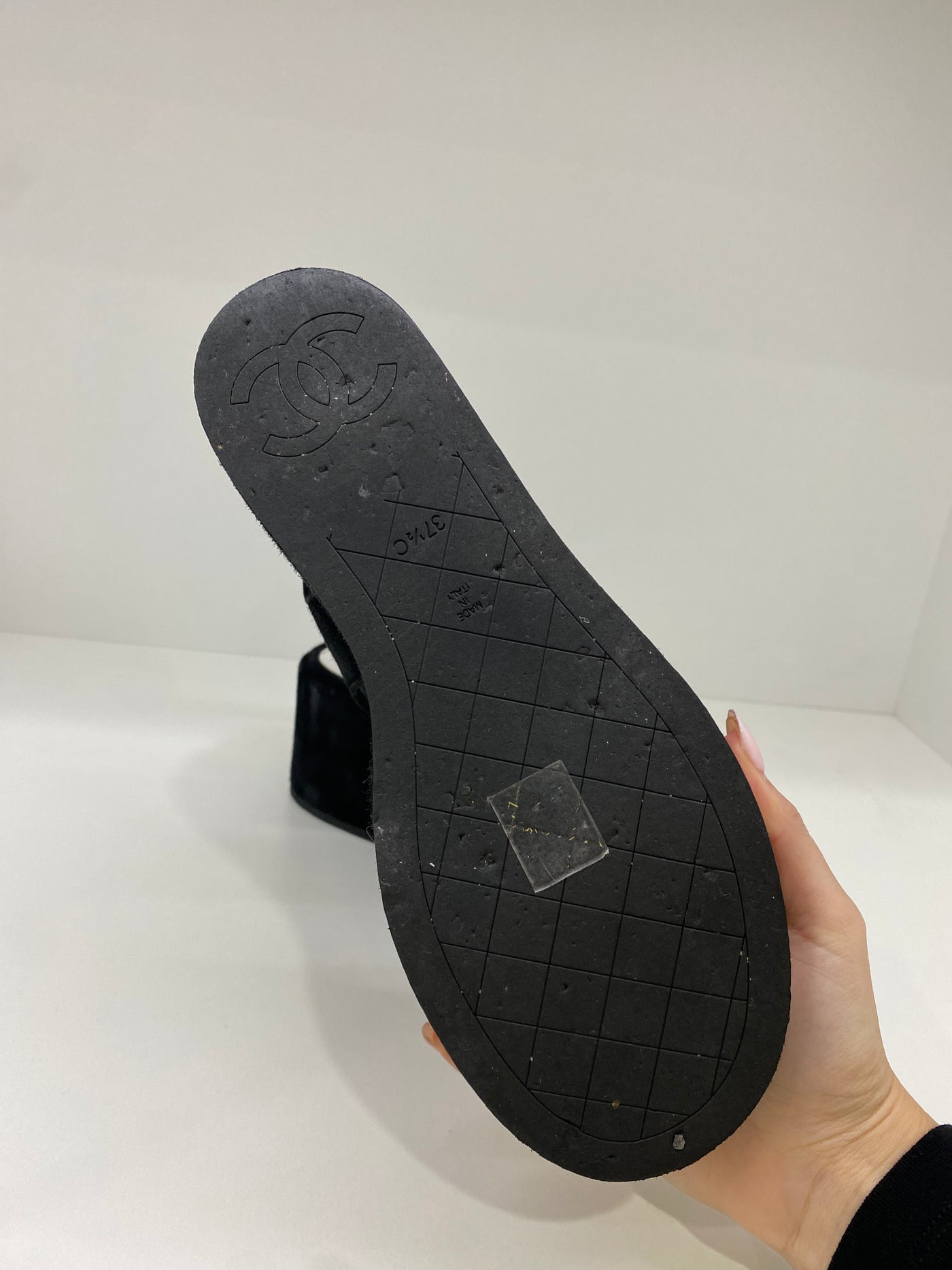 Chanel Suede Heel Black Size 37.5