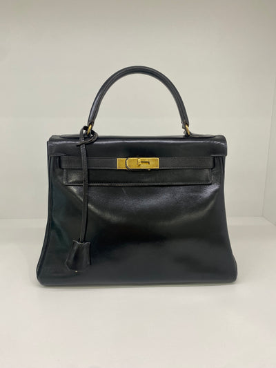 Hermès Kelly 28 Black Box Leather *Vintage*
