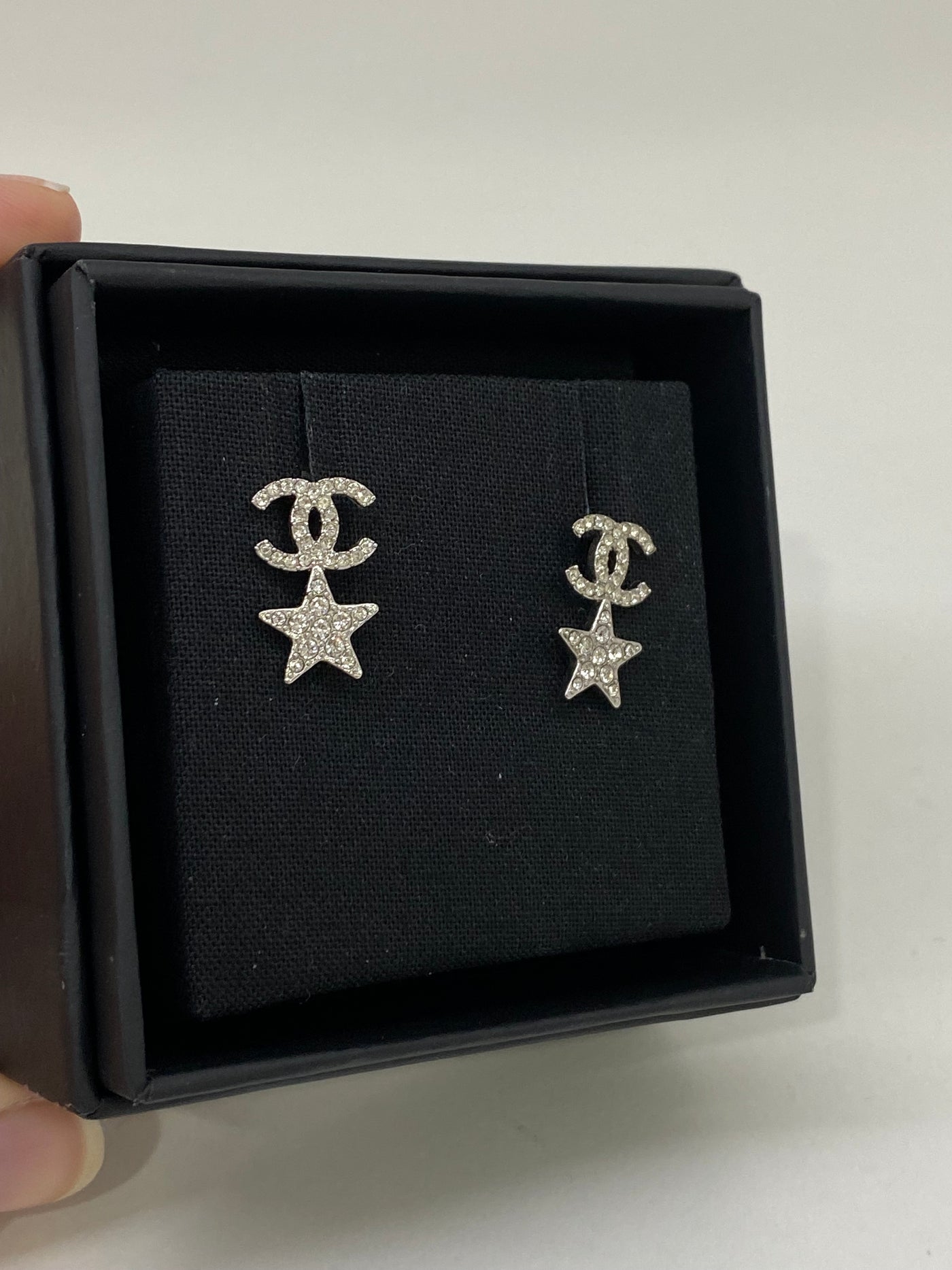 Chanel CC & Star Earrings Silver