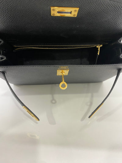 Hermès Kelly 25 Sellier Noir GHW