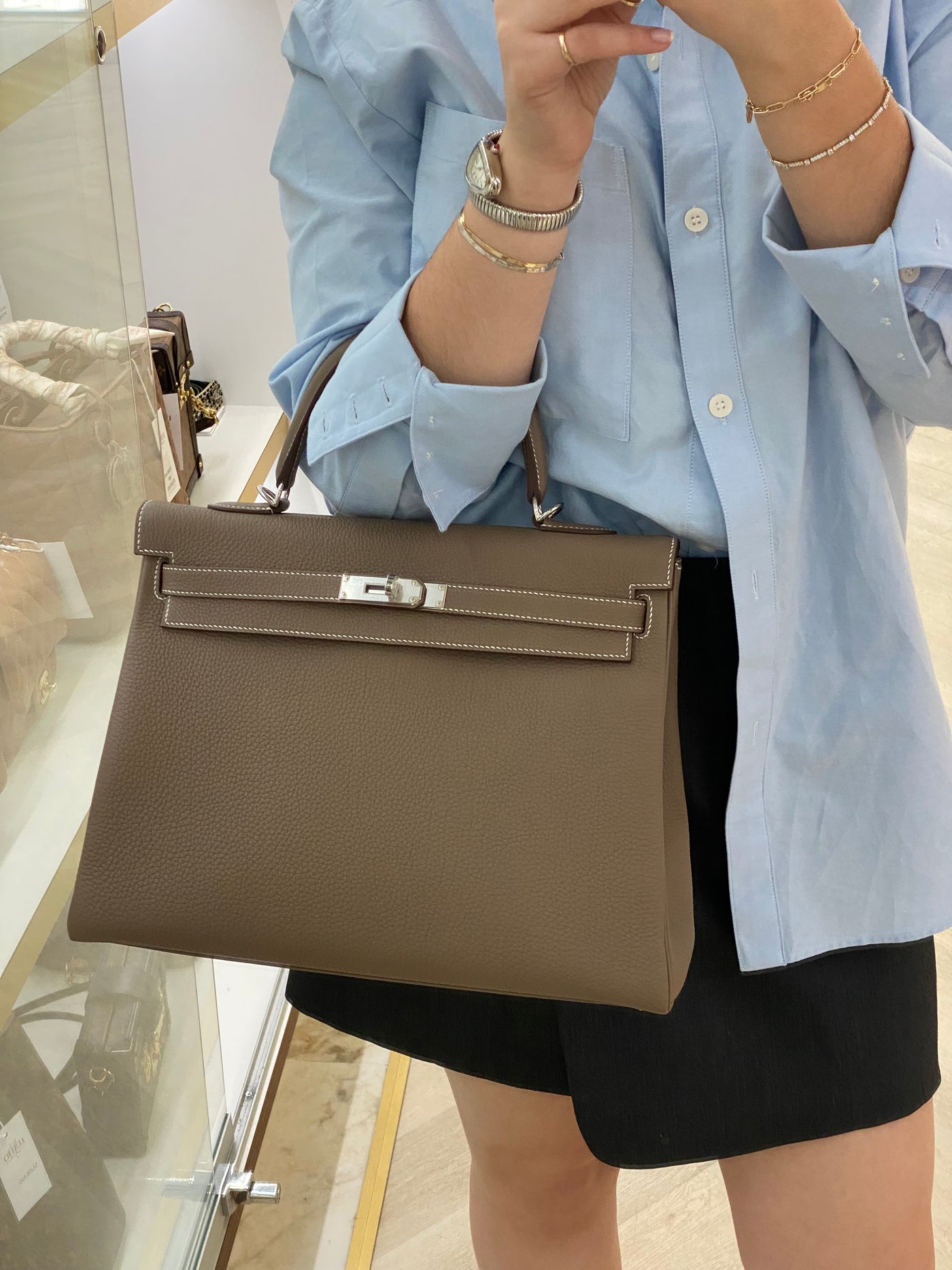 Hermès Kelly 35 Retourne Togo Etoupe PHW