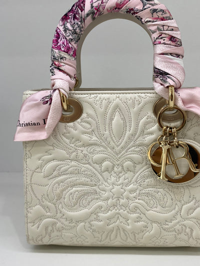 Christian Dior Lady Dior Small - White Embroidery