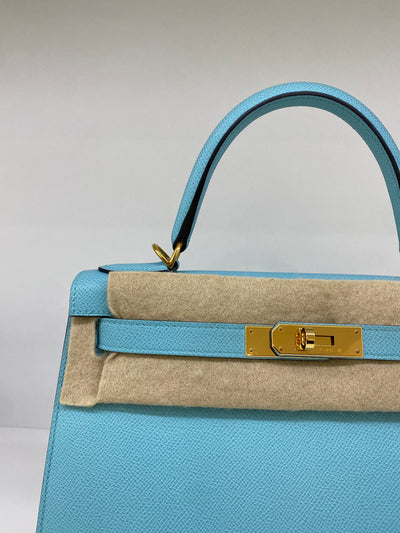 Hermes Kelly 28 Blue Atoll - Y Stamp GHW