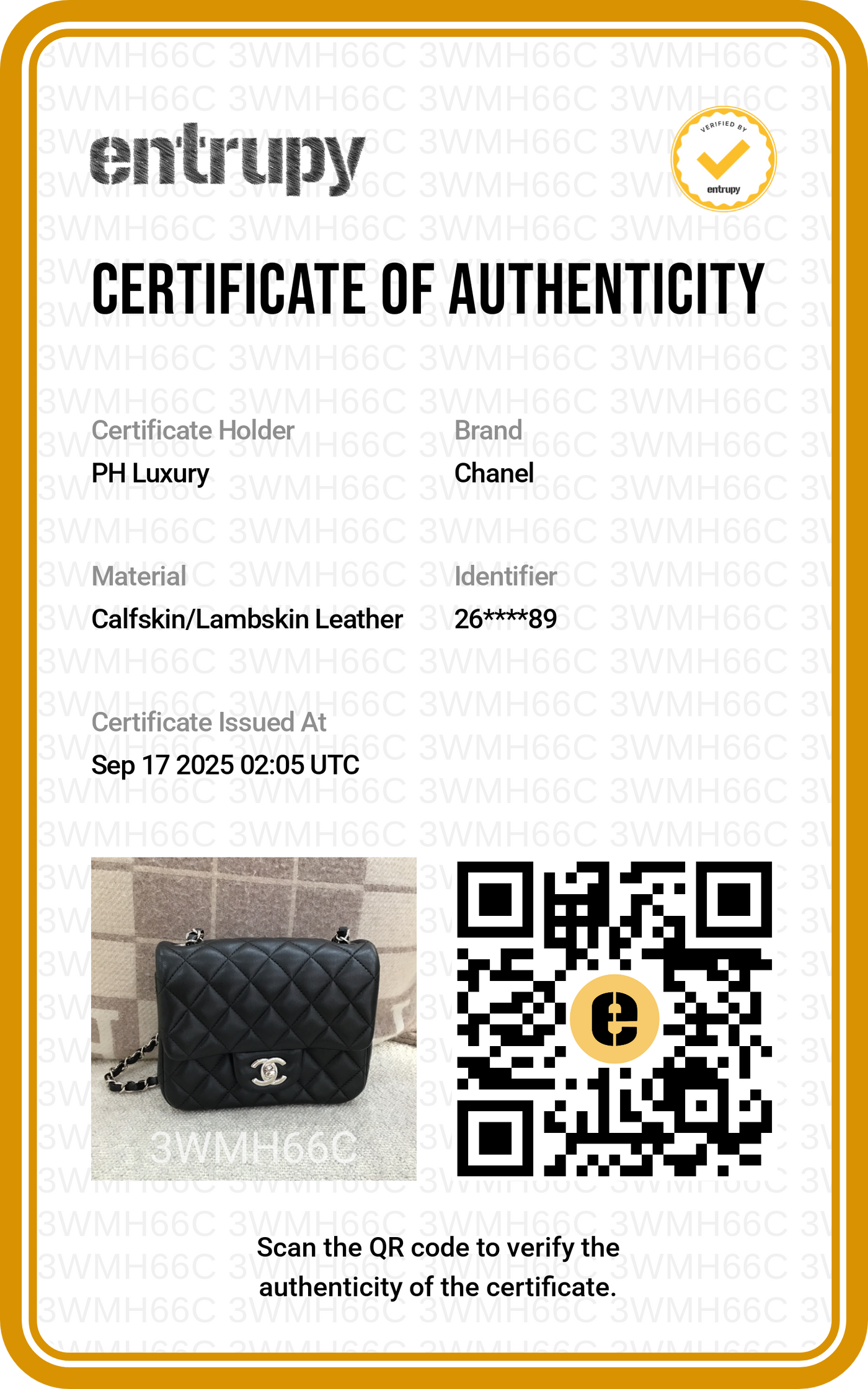 Chanel Mini Square Flap Black Lambskin SHW