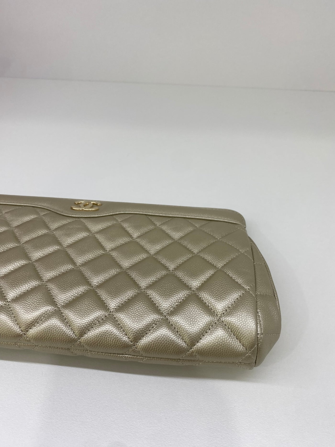 Chanel Gold Caviar Clutch