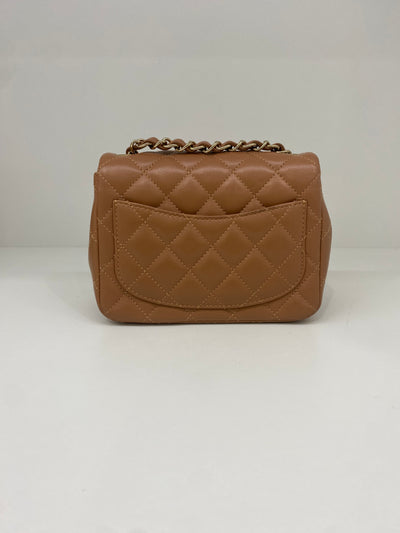 Chanel Mini Square Flap Brown Lambskin GHW