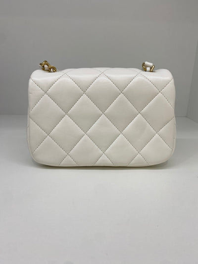 Chanel White Mini with Gold CC microchip