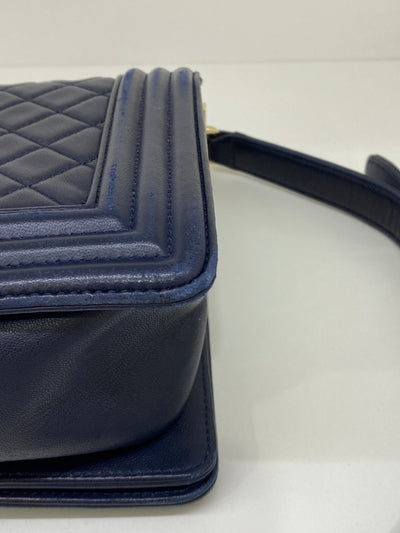 Chanel Boy Bag Navy Medium - GHW