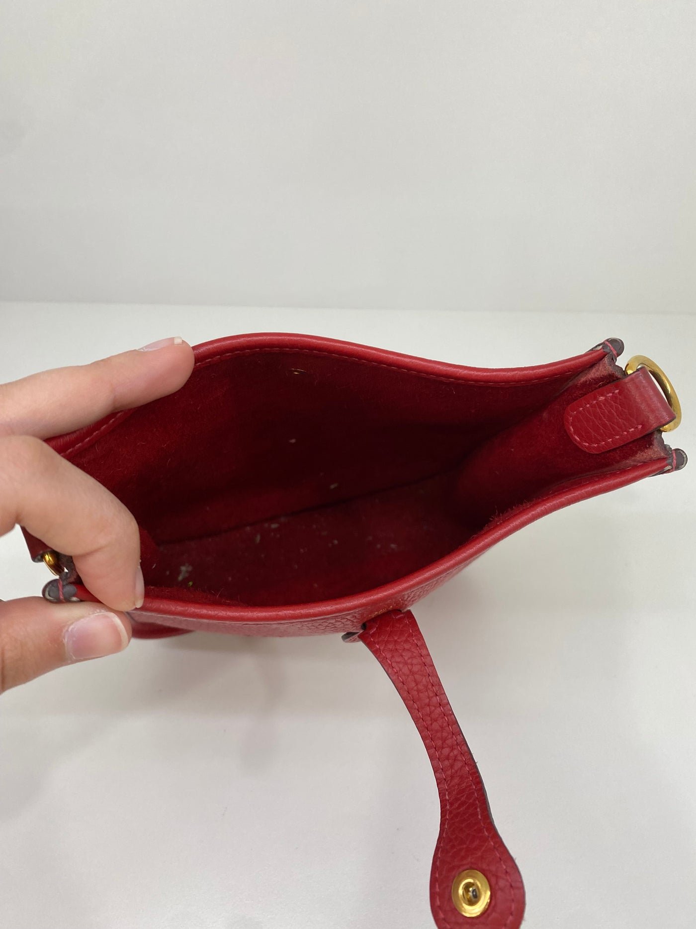 Hermes Mini Evelyne Clemence Rouge Casaque GHW