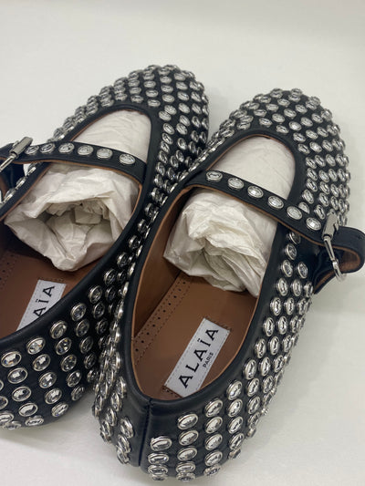 Alaia Ballet Flat Black Diamonte 37