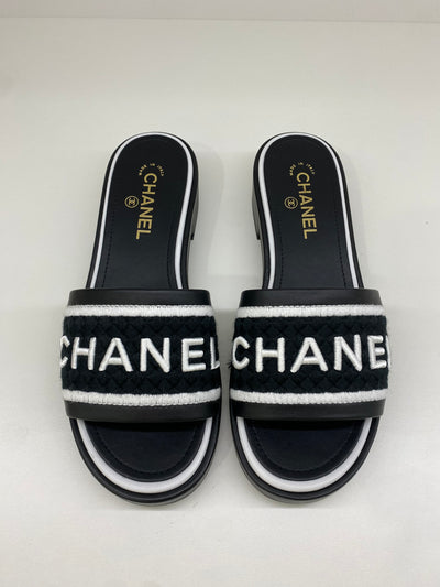 Chanel Black/White Mule - Size 40.5