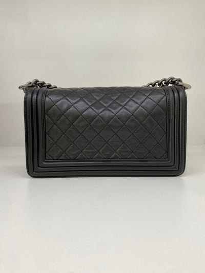 Chanel Boy Bag Black Lambskin SHW