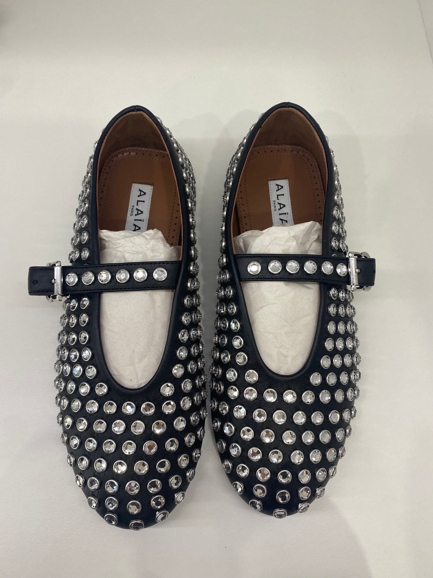 Alaia Ballet Flat Black Diamonte 37