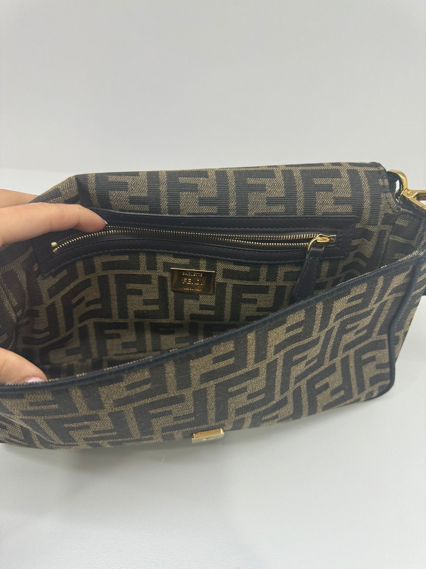 Fendi Baguette FF Logo Brown