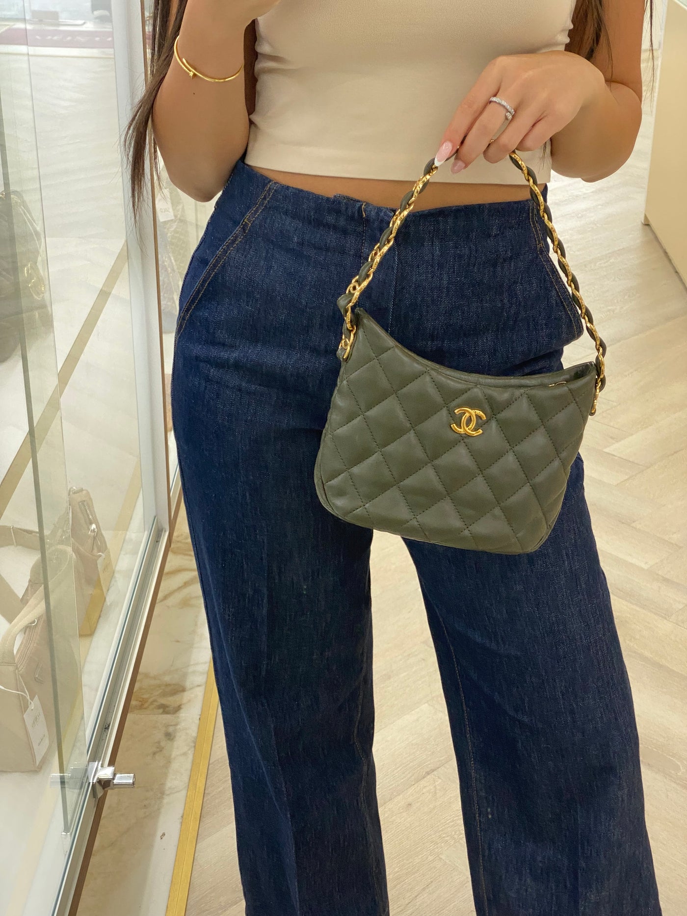 Chanel Hobo Olive Bag GHW