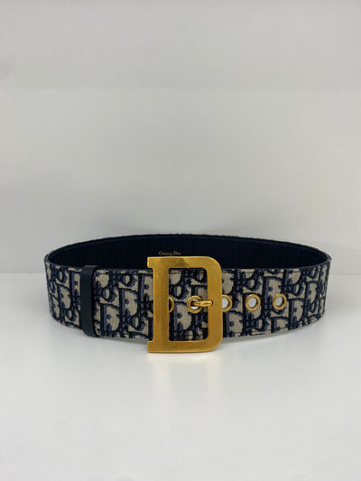Christian Dior Belt Blue Oblique GHW