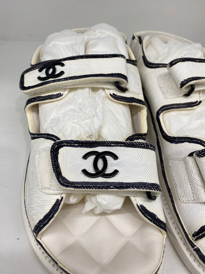 Chanel Dad Sandals Black & White Size 37.5