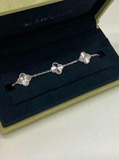 Van Cleef & Arpels 5 Motif Alhambra Bracelet White Gold