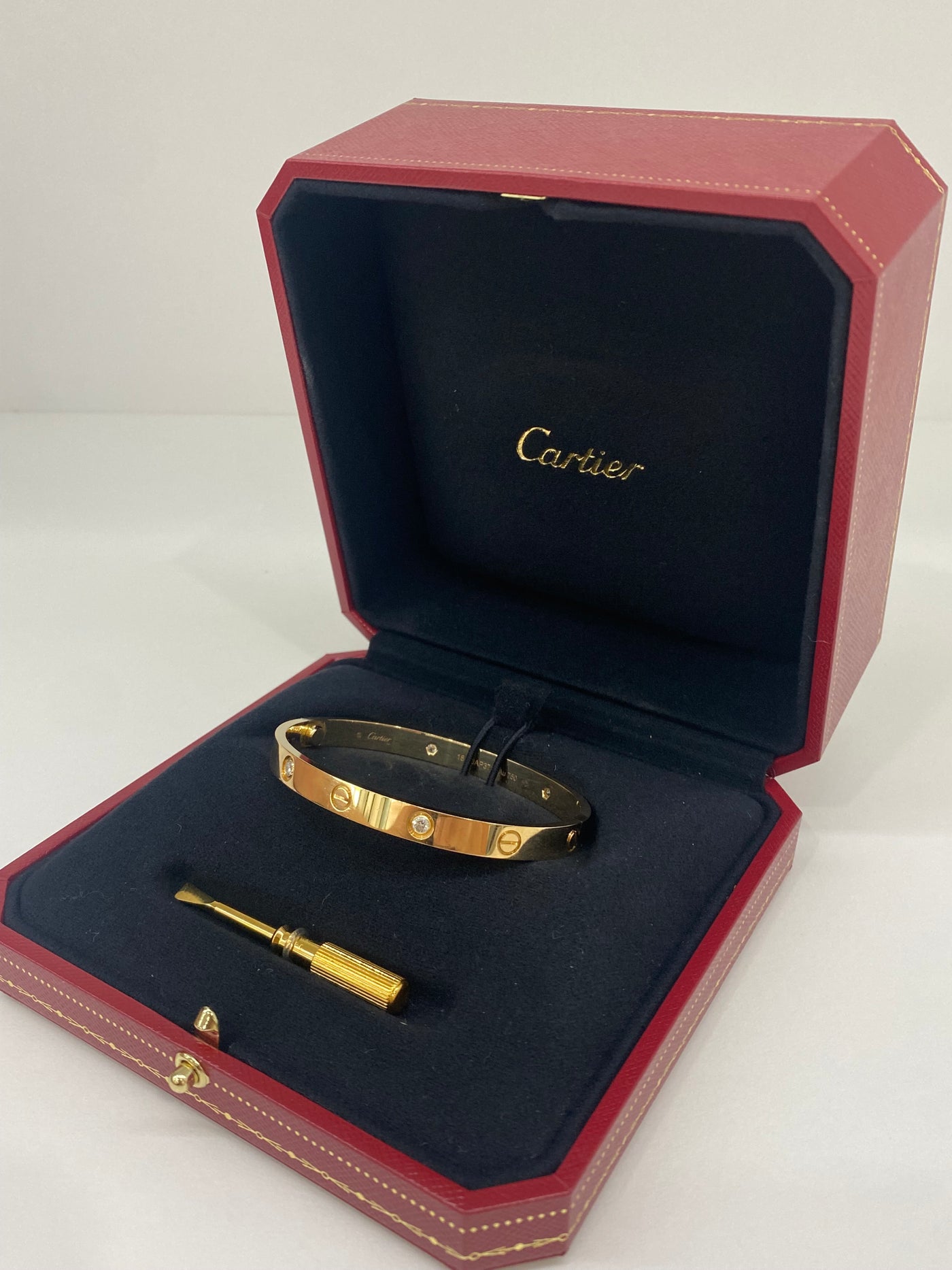 Cartier Love Bangle Yellow Gold 4 Diamonds Size 18