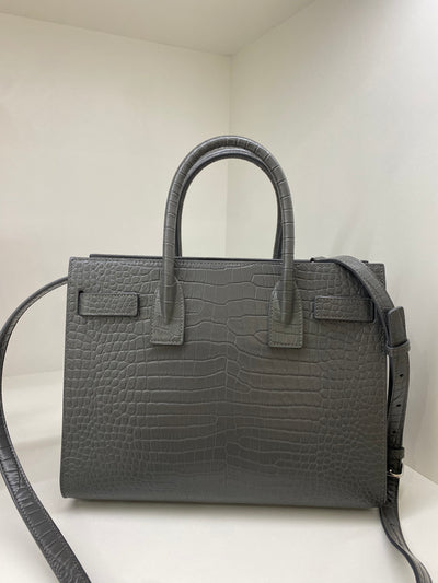 Saint Laurent Sac De Jour Small Grey Croc