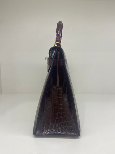 Hermes Kelly 32 - Shiny Alligator Bordeaux GHW 2014