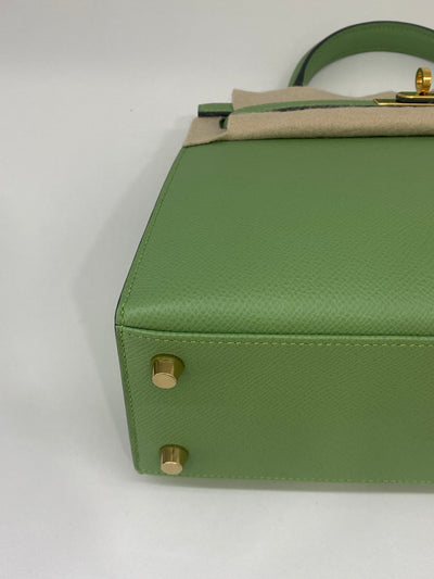 Hermes Kelly 25 Vert Criquet GHW - Y Stamp