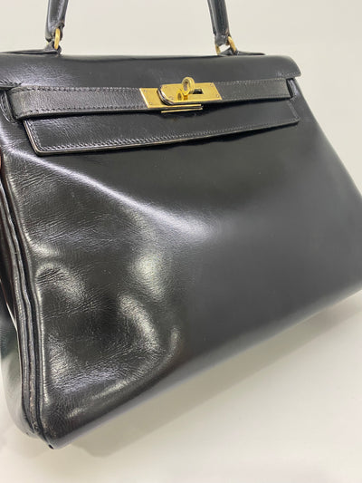 Hermès Kelly 28 Black Box Leather *Vintage*