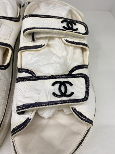 Chanel Dad Sandals Black & White Size 37.5