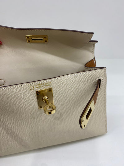 Hermes Mini Kelly Special Order Craie & Biscuit GHW