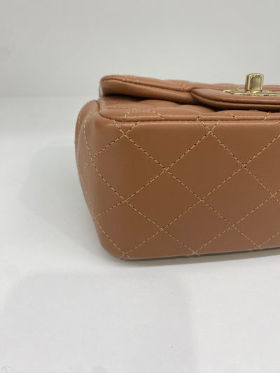 Chanel Mini Square Flap Brown Lambskin GHW