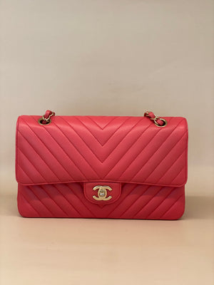 Chanel Classic Flap Medium Red Chevron GHW
