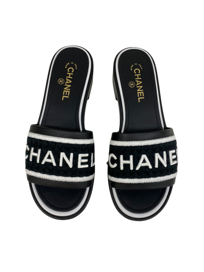 Chanel Black/White Mule - Size 40.5
