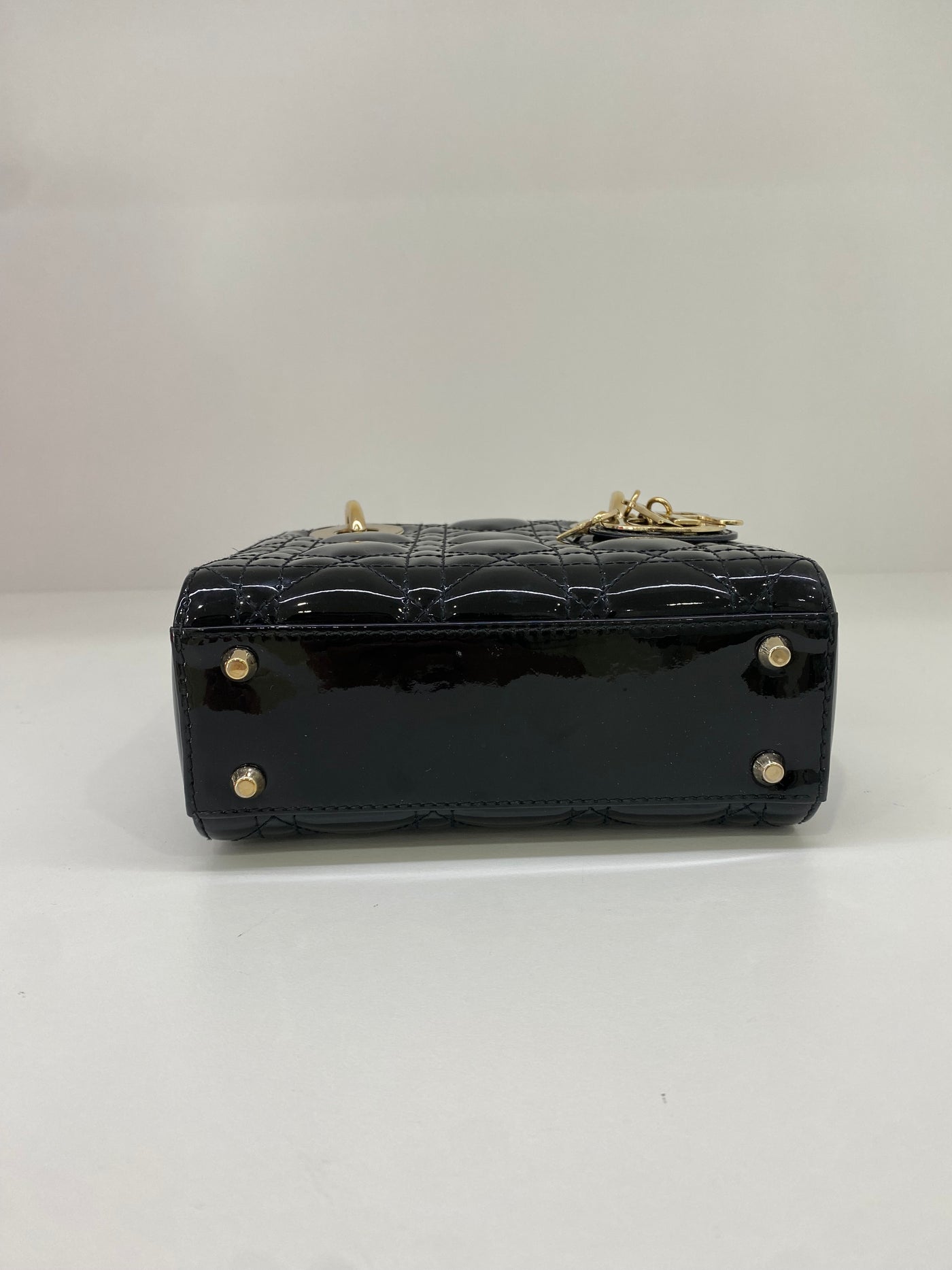 Dior Lady Dior Mini Black Patent GHW