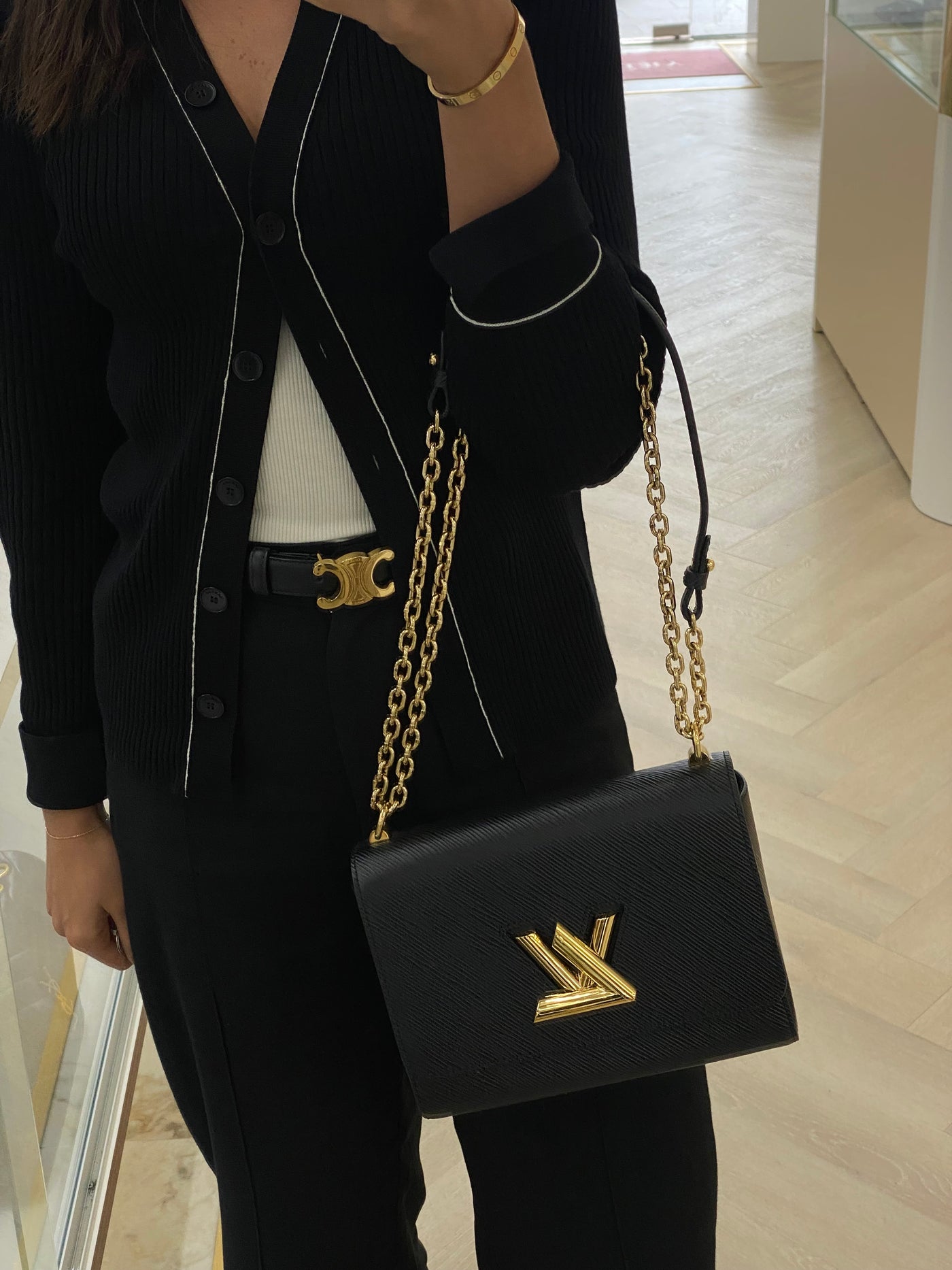 Louis Vuitton Twist MM Bag Black GHW