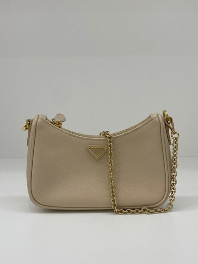 Prada Re-edition Mini Shoulder Bag Beige GHW