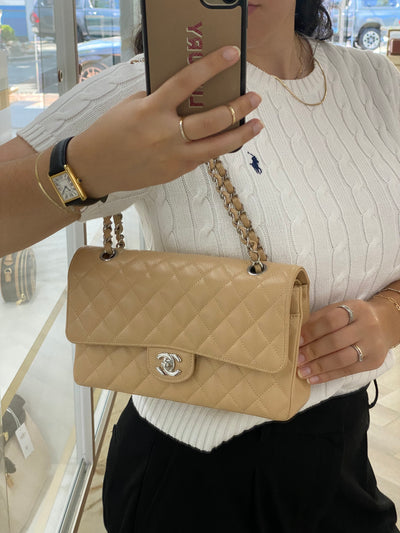 Chanel Classic Flap Medium Beige SHW