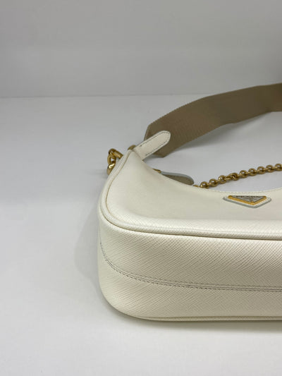 Prada Re-Edition Saffiano White GHW