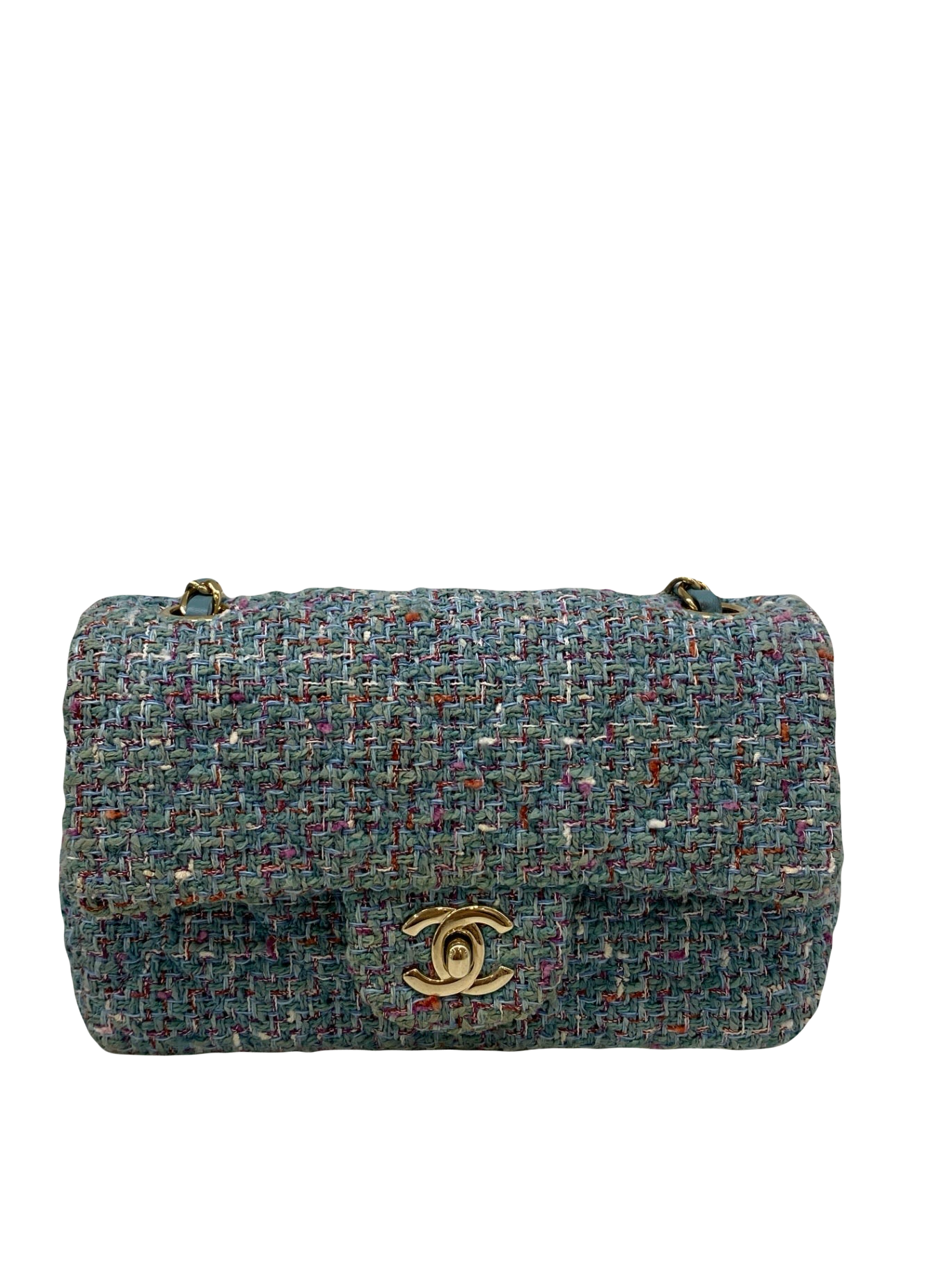 Chanel Mini Rectangle Blue Tweed GHW