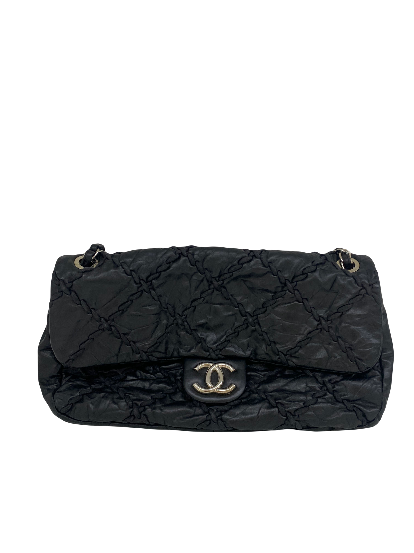 Chanel Large Quilted Detail Black Flap Bag