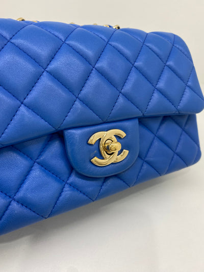 Chanel Mini Rectangle Flap Electric Blue GHW
