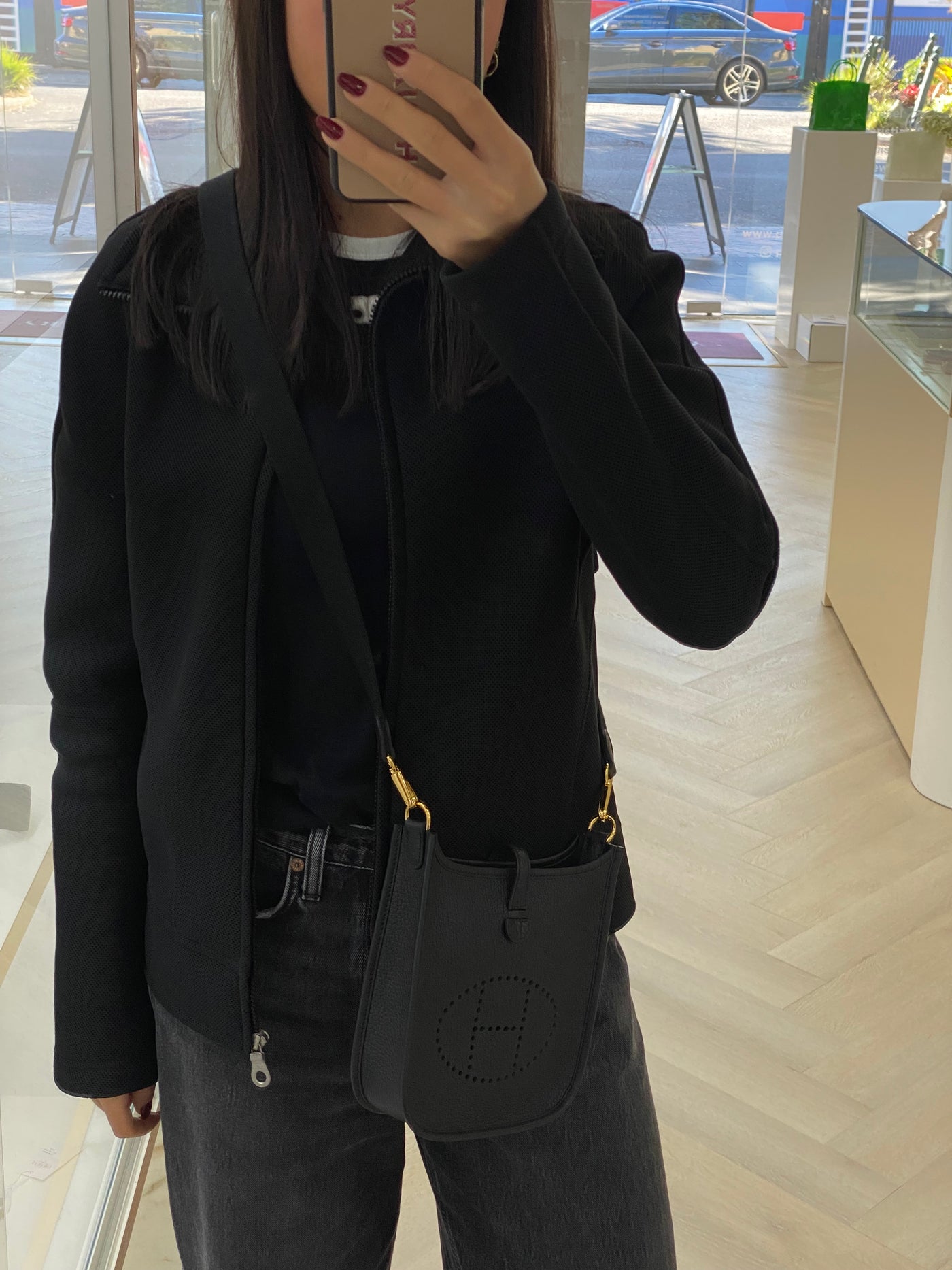Hermes Mini Evelyne Black GHW