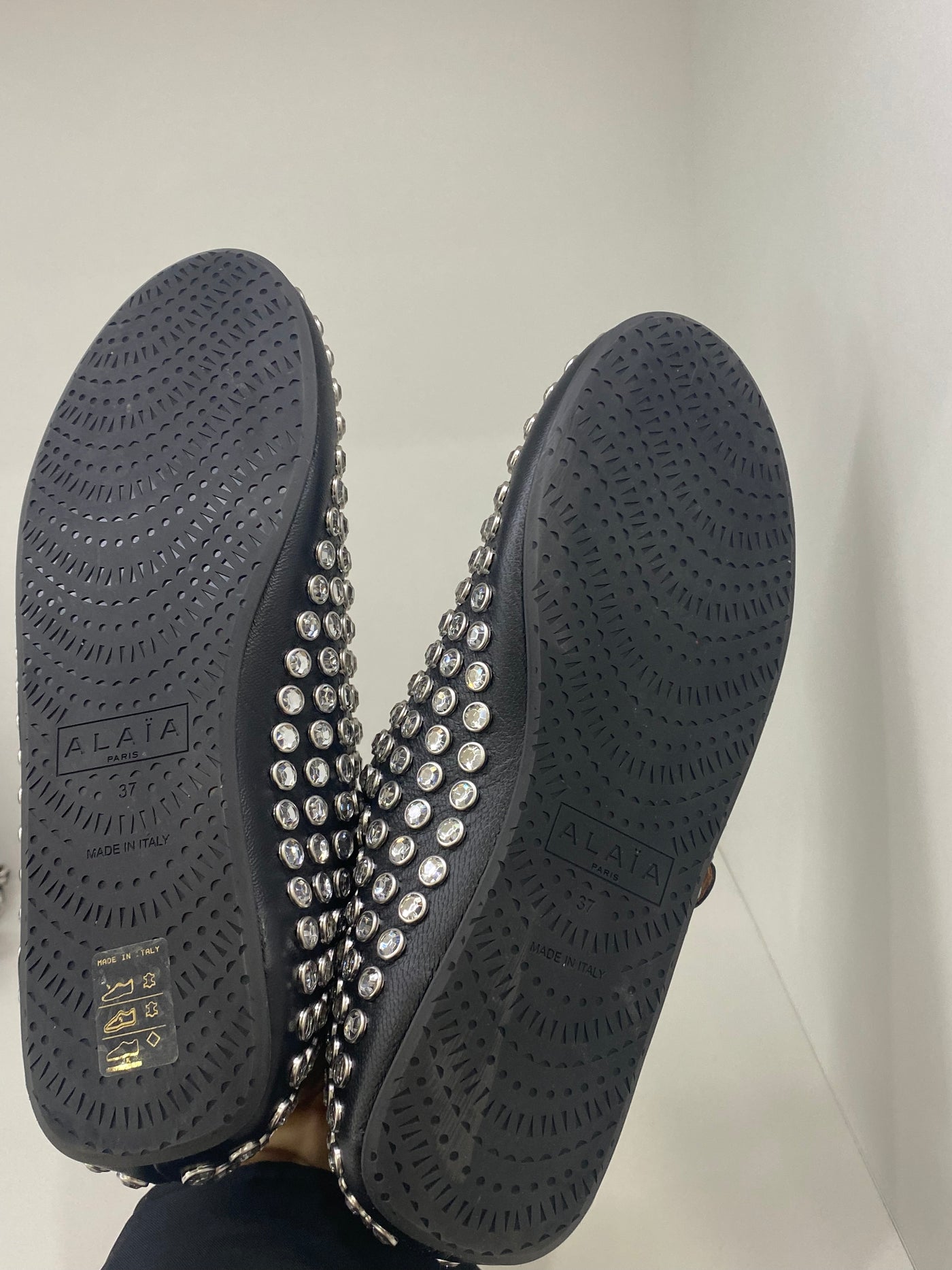 Alaia Ballet Flat Black Diamonte 37