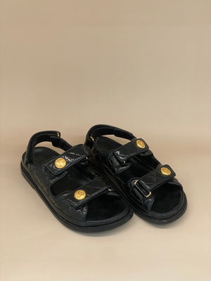 Chanel Dad Sandals Black Size 38