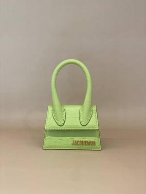 Jacquemus The Chiquito Mini Embossed Croc Green GHW